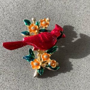 ❤️ Red Cardinal Enamel Metal Pendant